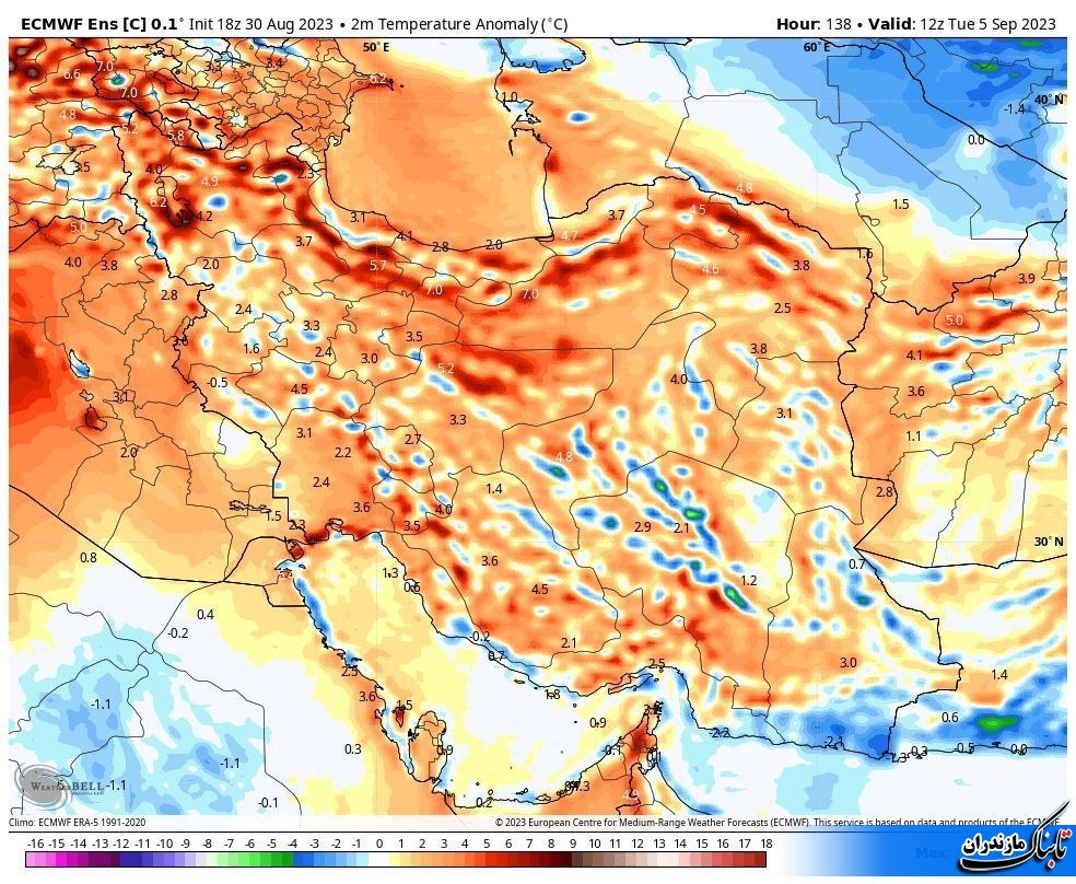 وضعیت جوی و متوسط دمای مازندران تا هفته آینده+ جدول